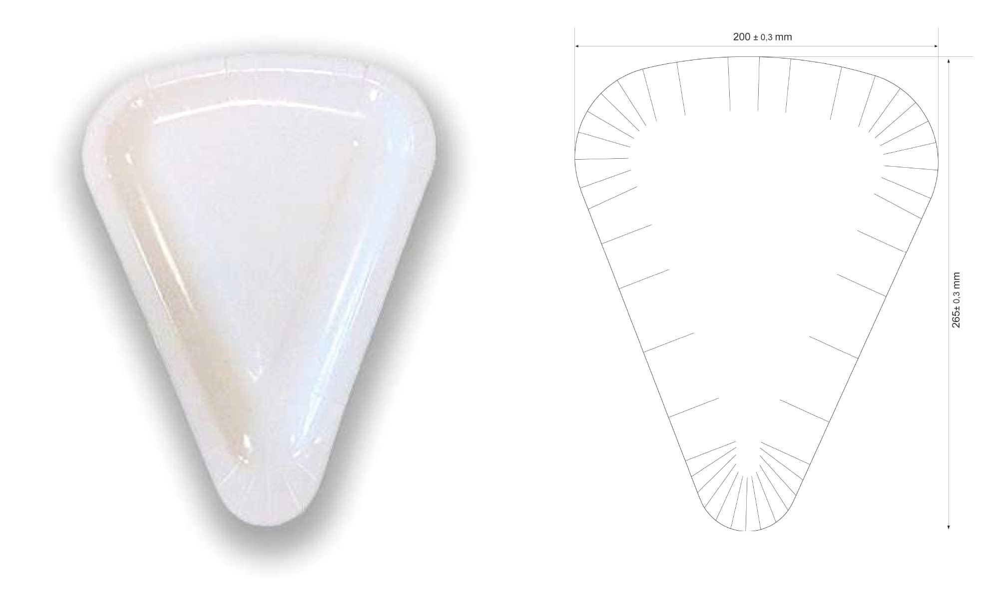 MAQA Piatti pizza triangolari 26.5x20 cm Piatto trancio di pizza in cartoncino bianco Vassoio in carta per alimenti asporto 1/8 pizza