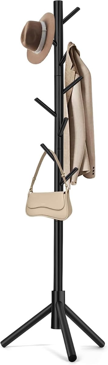 Coat Rack, Freestanding Coat Rack with 8 Hooks and 3 Adjustable Size Tree Coat Racks,Easy Assembly for Coats, Hats, Scarves