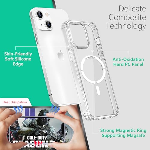 Image of ONES Magnetic Case for iPhone 13 mini| Compatible with MagSafe, Slim Clear Shockproof Cover, [PC + TPU Hybrid] Anti-Yellowing & Anti-Fingerprint iPhone 13 mini Transparent Case