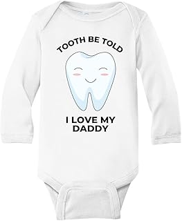 MangoHouse Cute Baby Onesie® Tooth To Be Told I Love My Daddy Shirt Premium Custom Baby Clothes Unisex Baby Announcement O...