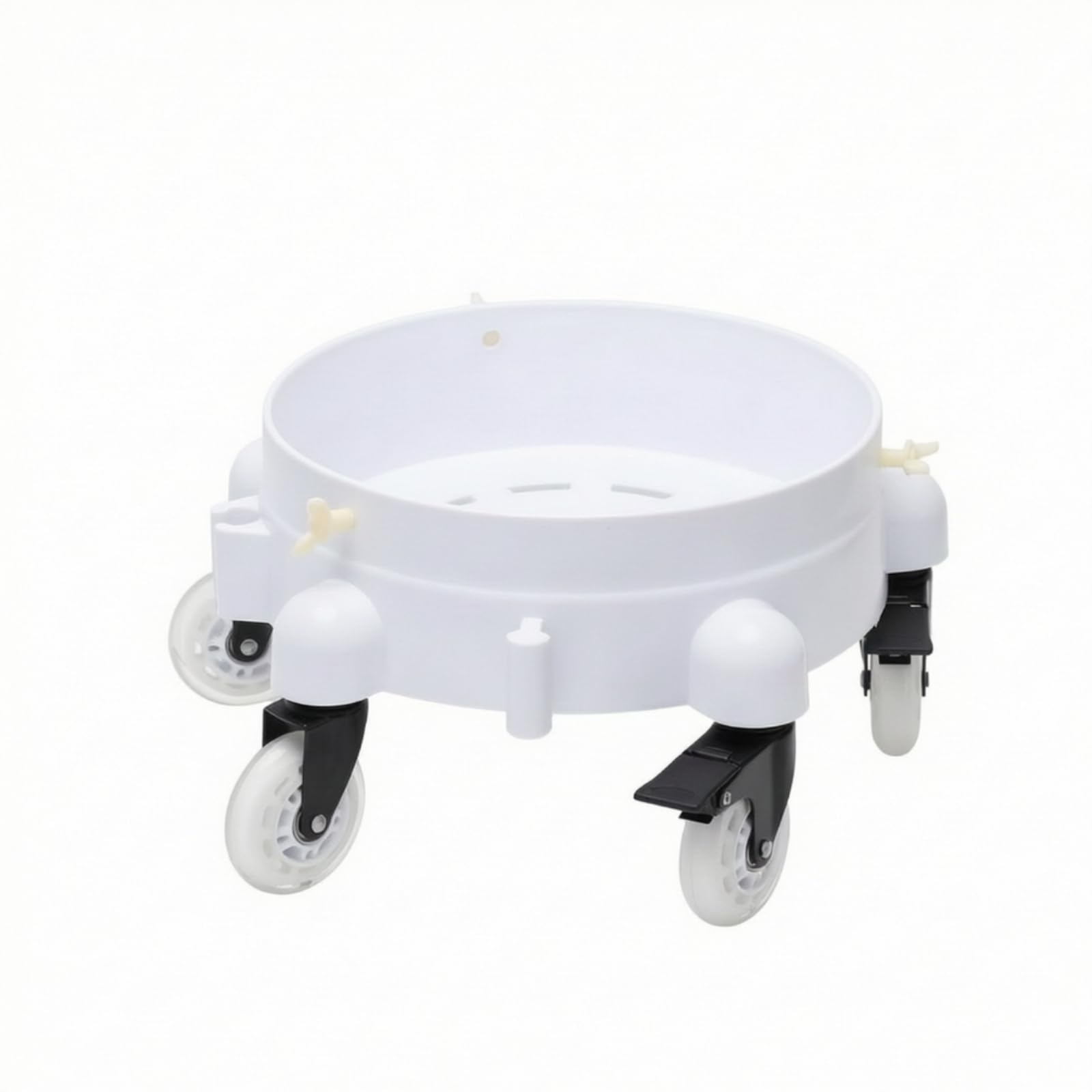 Baoblaze Base Portatile Lavaggio Auto Supporto Carrellato Secchio Bordo Rialzato Ruote Piroettanti Freno Sicuro Costruzione Robusta in PP E PU Adatta a Cura, Trasparente Bianco