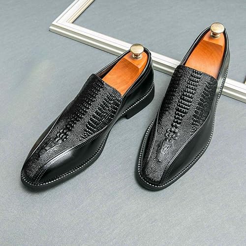 Loafers Men's Leather Slip-On Pointed Toe Business Casual Formal Shoes Slip Resistant Comfortable Office Wedding Conference Suit Uniform Shoes3