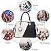 I IHAYNER Womens Leather Handbags Purse Top-handle Bags Contrast Color Stitching Totes Satchel Shoulder Bag for Ladies Black