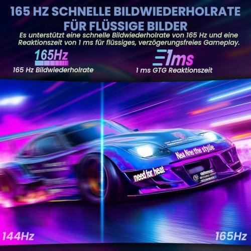 LXZ 34 Zoll Ultrawide Curved Monitor 1500R 165Hz, 3440 x 1440 UWQHD Gaming Monitor with FreeSync & G-Sync, Pip & PBP… – Ansicht 2
