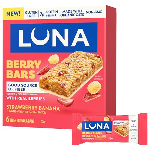 LUNA Berry Bars - Strawberry Banana Flavor - Fiber Granola