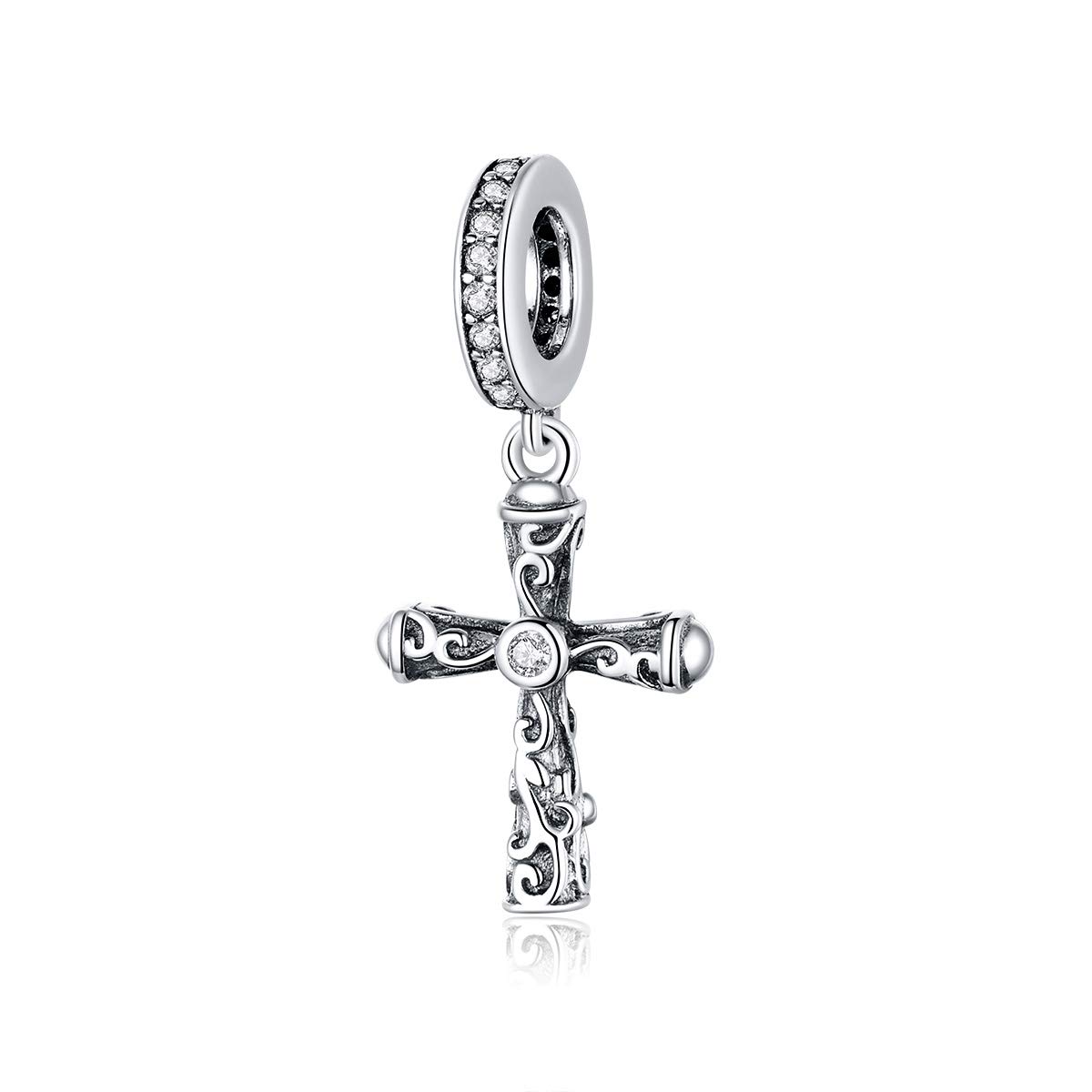 Joyas religiosas de cruz de plata 925 con circonitas para collar 7