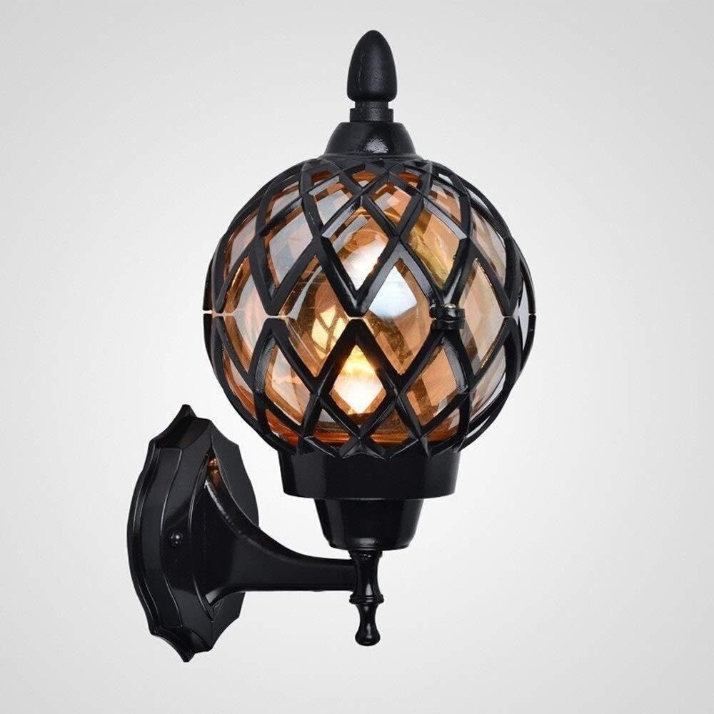 LYOUAE European Style Retro Outdoor Wall Lamp Classic Antique Waterproof Wall Light E27 Aluminum Wall Sconce Traditional Exterior Wall Lantern for Garden Landscape(Black)