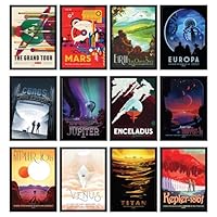 97 Decor Outer Space Decor For Boys Room - Vintage Space Poster For Bedroom Men, Sci-fi Planet Wall Aesthetic, Retro Wall Art Prints, Futurism Astronomy Pictures For Kids (7x10 Unframed)