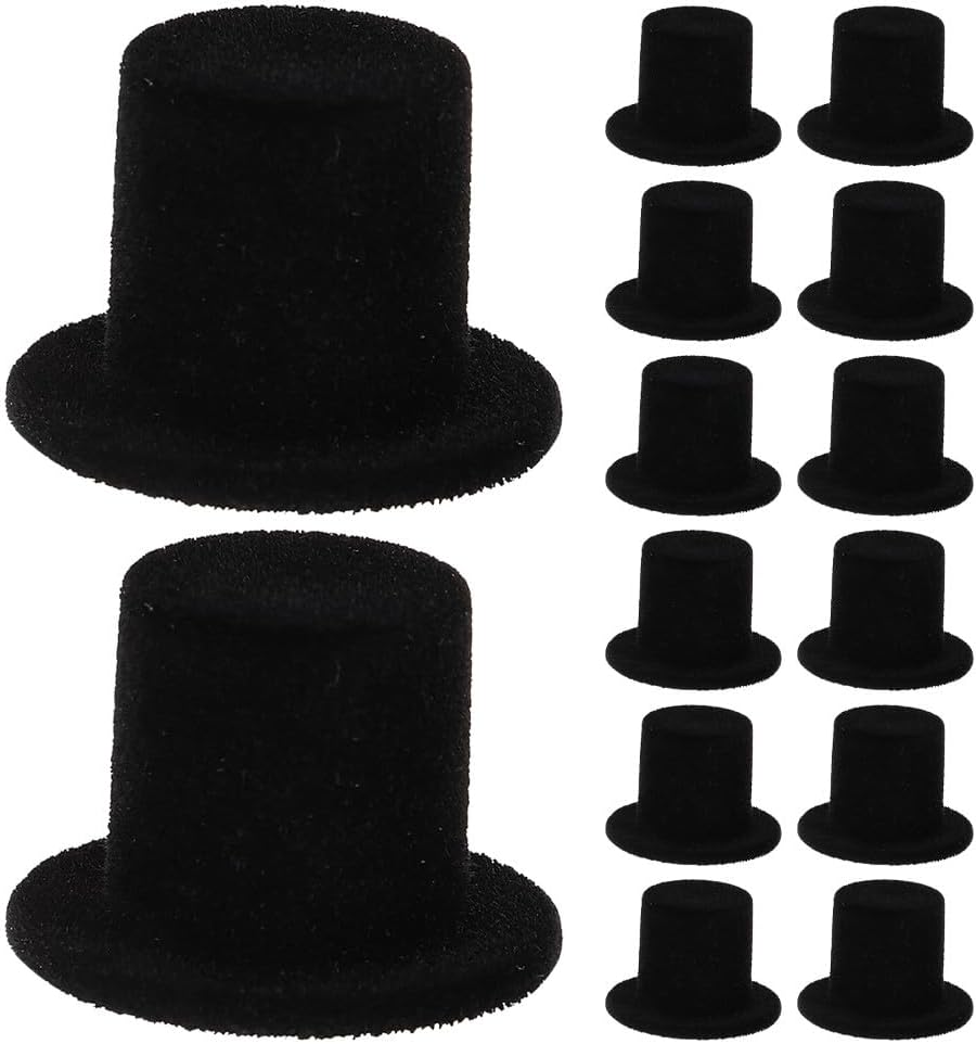 DOITOOL 15 Pcs Mini Doll Hats for Crafts Decorative Snowman Hats Diy Christmas Snowman Accessories Flocking Holiday Decoration