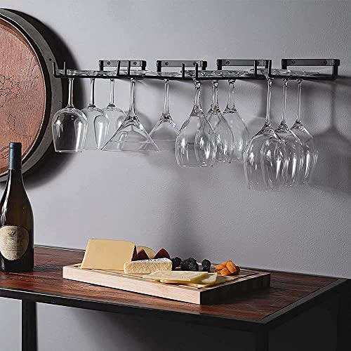 2 Pièces Porte Verres à Pied, Porte Verre à Vin Suspendu, Porte Verres à Vin En Métal, Porte Verre à Vin Rail, Porte Verres à Vin Mural, Porte Verre à Vin Inversé, pour Bar, Cuisine, Restaurant – Image 6