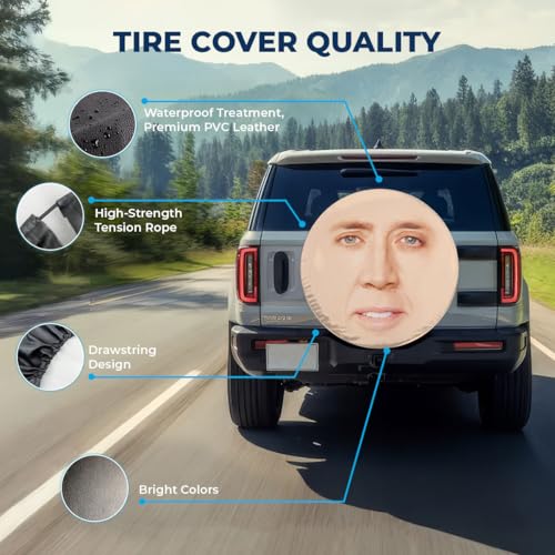 Image of GENANY Funny Famous Face Father's Day PVC Spare Tire Cover for RV Trailer, Waterproof, Size 17 Fits 31-33 Inch