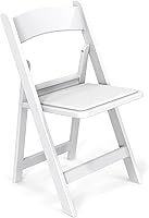 VINGLI White Resin Folding Chair with Padded Cushion - Durable Rustproof Stackable Seat for Indoor Outdoor Events Parties Home