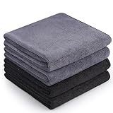 Meng Jiaran 4 Pack Microfibre Gym Towel, 75x35 cm Fast Drying Sports Gym Towel for Men Women, Super Absorbent Lightweight Workout Towels for Yoga Travel, Gym Fitness, Camping(Black, Dark Grey) - Image 1