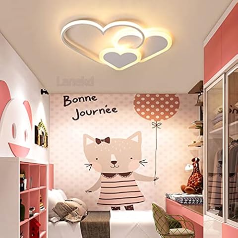 Kinderzimmerlampe LED Deckenleuchte Kinderzimmer Deckenlampe Modern 3 Herz Design Acryl-schirm Kinder Mädchen Junge Schlafzimmer Deko Decke Lampe Dimmbar Wohnzimmer Küchen Esszimmer Bad Flur Cover