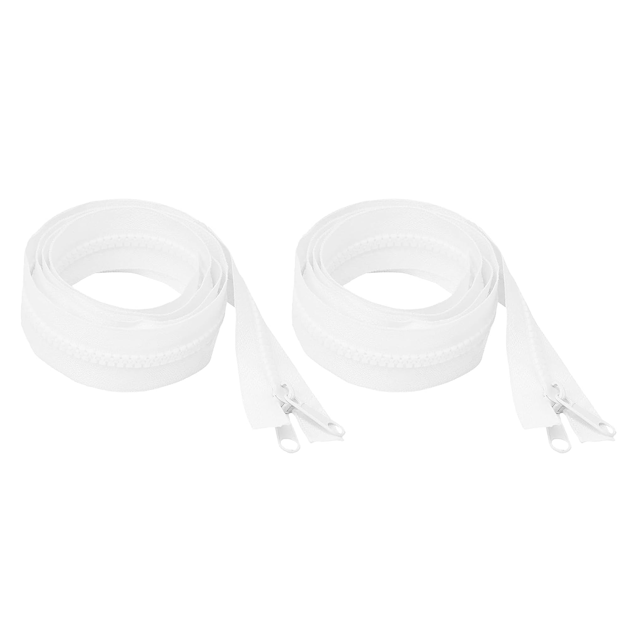 Mandala Crafts #5 6 Inch Double Pull Zippers – 2 White Reversible Heavy Duty Plastic Separating Zippers with Dual Tabs for Trampoline Tent Sleeping Bag Canvas Boat Cover