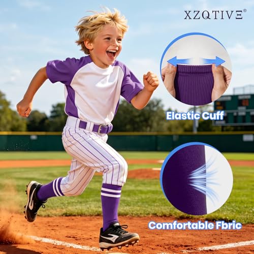 Image of XZQTIVE Baseball Softball Socks and Belt Combo Set Adjustable Softball Socks and Elastic Belt for Kids Youth Adult
