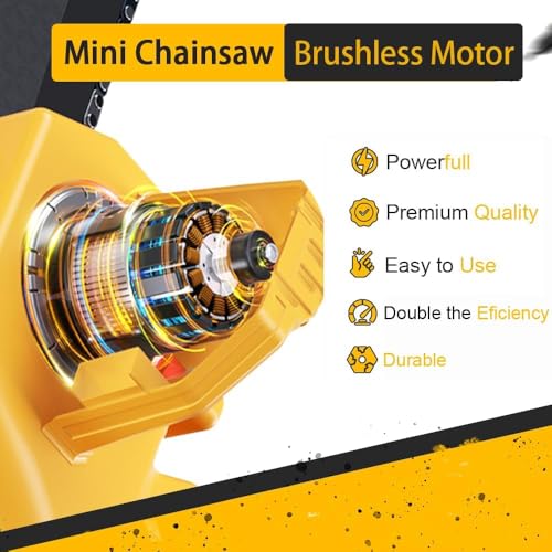 Image of YAGVIZ Mini Chainsaw Cordless 6 Inch Cutting Area Wide Heavy Duty Battery Powered Hand Saw gardens farms pastures Wood Working Tool Like Logging Cutting Pruning with Multicolor