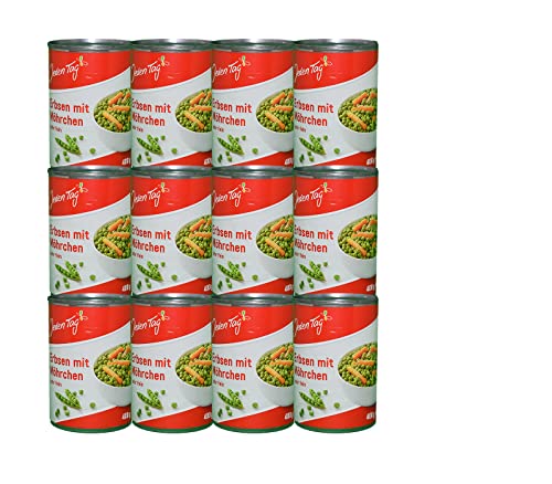Jeden Tag Erbsen mit Möhrchen sehr fein 12x 400g-Dosen + 1 GRATIS HLKauf Notizblock Cover