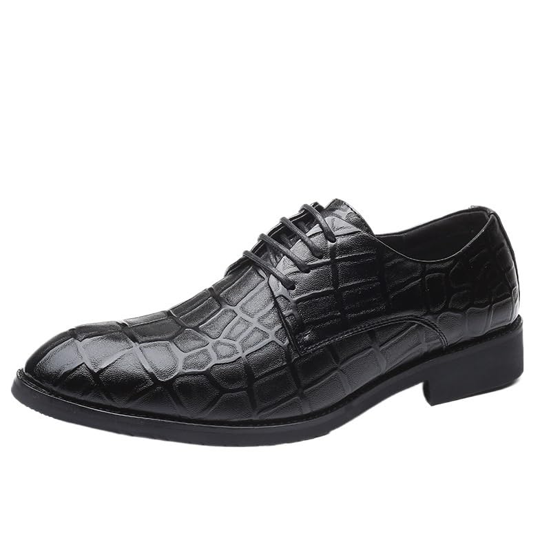 Mens Comfortable Oxfords Lace-up Classic Modern Wedding Formal Dress Shoes Leather Business Shoes(7.5) Black