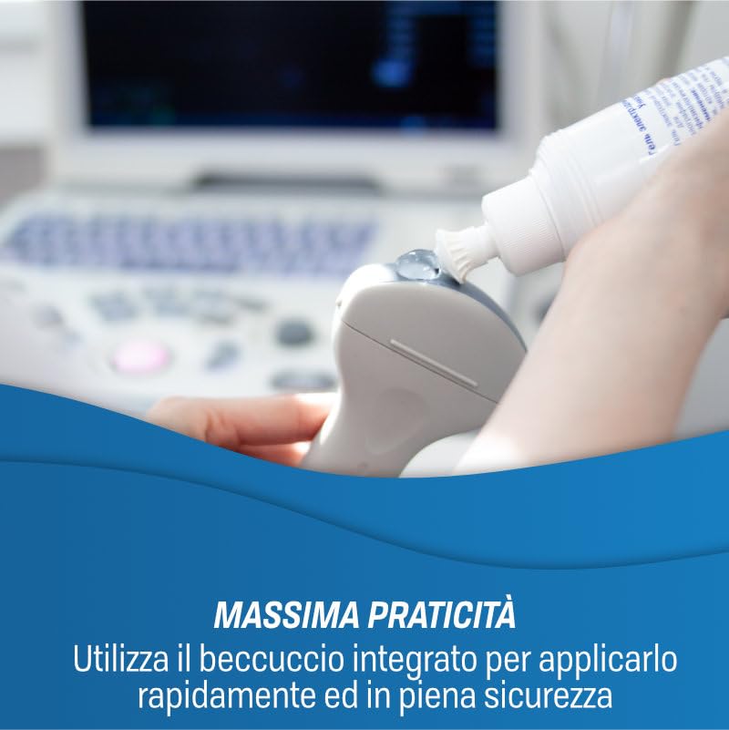 Cura Farma Gel Ecografia Trasparente 1 Litro (12 Flaconi) Alta Conduttività, Non Irrita, Non Unge, Anallergico, Facile da Pulire, Compatibile, Sicuro