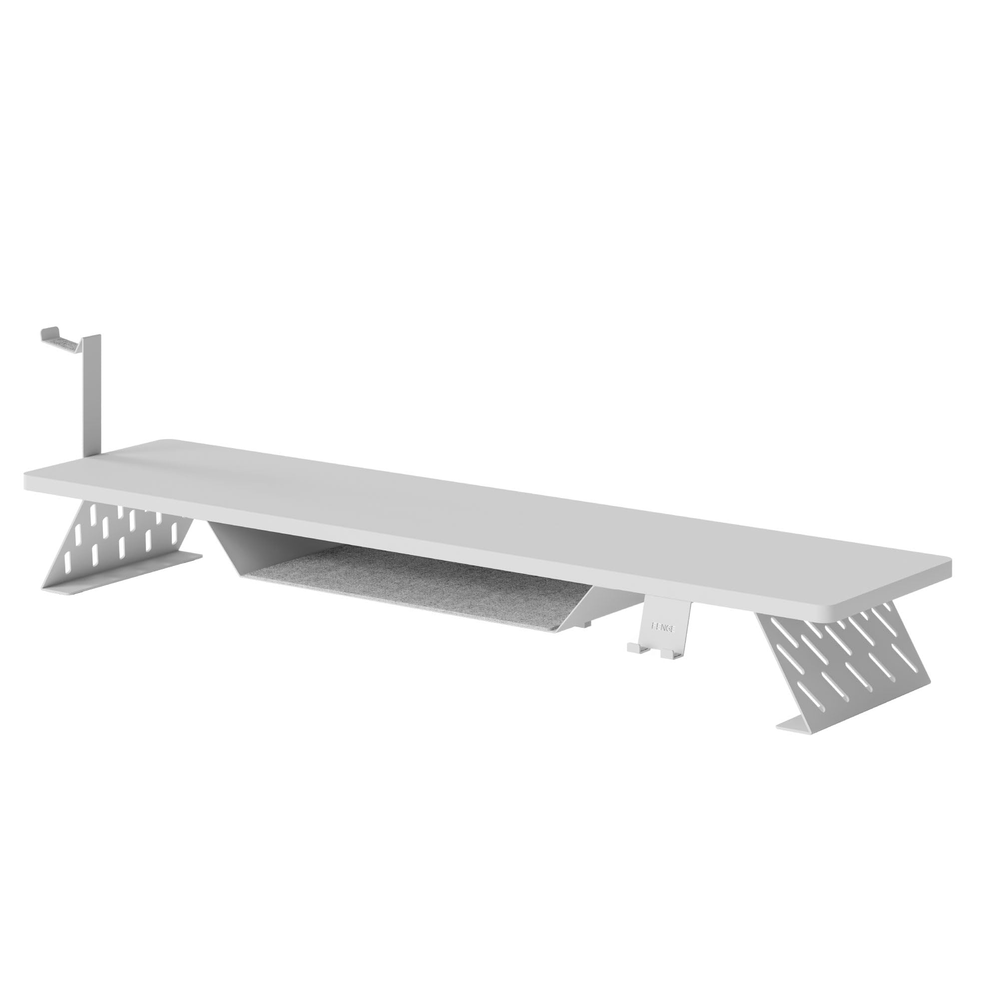 Fenge Supporto per Doppio Monitor con supporto per telefono/auricolare, Organizer Ergonomico per Scrivania per PC, Laptop Stampante, 108xW25xH13,8cm Capacità di carico 30KG (Bianco)