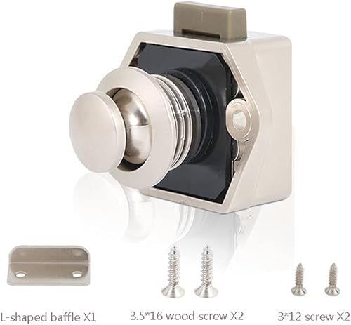 Miniatura 3 de Cerradura de botón con cerradura de leva de armario, 6 piezas, botón de cierre, cerradura de botón emergente, cerradura para gabinete, caravana,