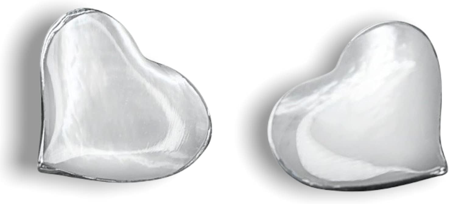 Madamlili 925 Sterling Silver Stud Earrings | Heart-Shaped Mother of Pearl | Handcrafted & Luminous | Natural Ocean Glow | Hypoallergenic | Gift for Women