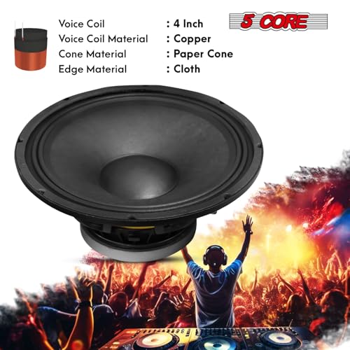 Image of 5 CORE 15 inch Subwoofer 2000W 8 Ohm 100 Oz Magnet 4 inch Voice Coil Powerful PA DJ Deep Bass Full Range Speaker Pro Audio Woofer - FR 15200 23 AL