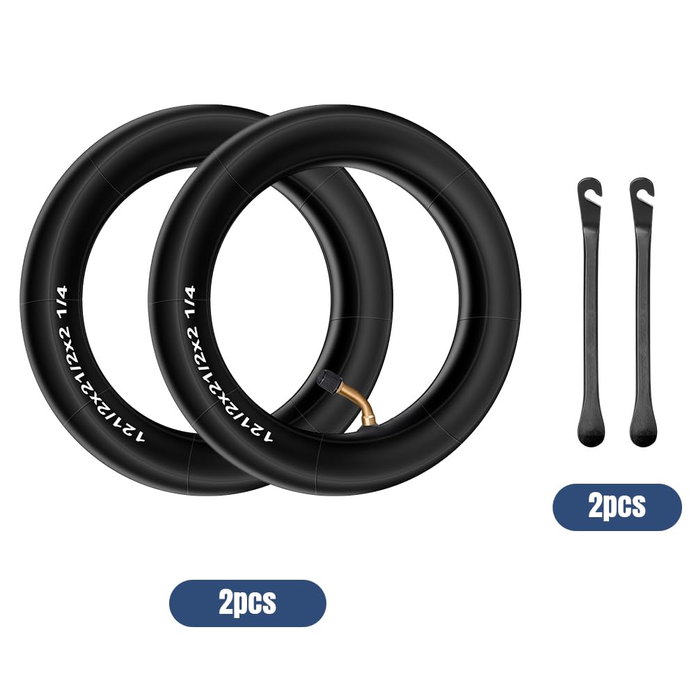 mizikuu 2 PCS Camera d'aria 12 1/2"x 2 1/4", Doppio Spessore Tubi per Passeggino con Valvola A ngolare 45°con 2 Stick per Supporto per Bambini Bicicletta Pneumatici