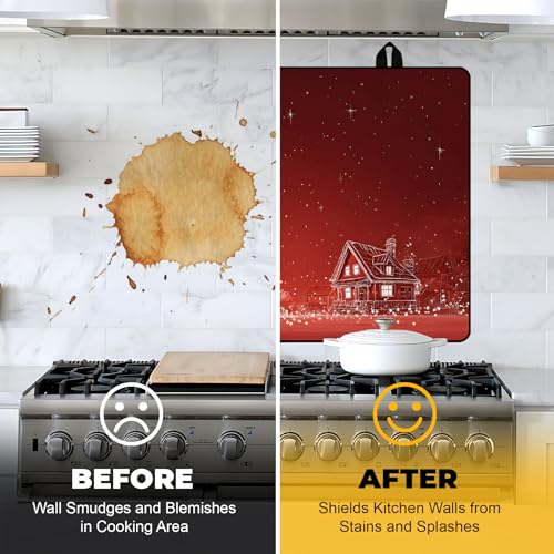 Image of Christmas Stove Top Cover for Electric Stove, Heat Resistant Glass Stove Top Cover, Stovetop Protector and Kitchen Decor, Dish Drying Mats Cover for Ceramic or Washer Top, 28.5x20.5 Inch