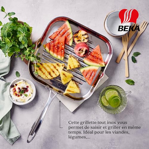 Beka Chef - Poêle Gril Inox 18/10 - 26,5 cm - Forme Rectangulaire - Tous Feux Compatible Induction - Acier Inoxydable – vue 3