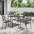 PHI VILLA 5 Piece Outdoor Dining Table Set for 4, 37” Square Metal Dining Table with Umbrella Hole & Stackable Steel Chairs for Patio, Deck, Yard