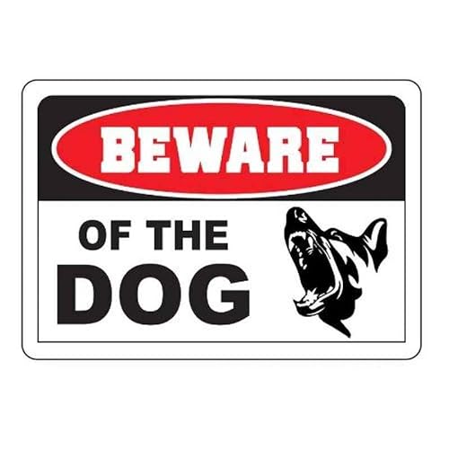 Beware of the Dog Sign, 12x8 Metal Tin Sign, property protection warning for private houses, farms, yards and gate entrances.