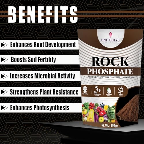 Unitedlys Organic Rock Phosphate Essential Fertilizer All Purpose Crushed Powder For Fruiting And Flowering Plants (880 Gm)