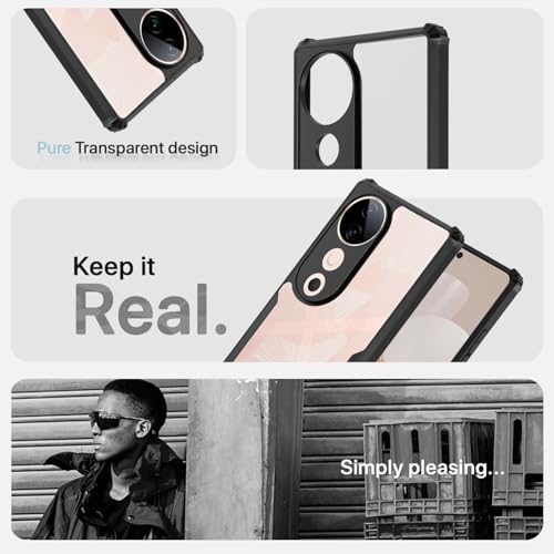 Image of Pikkme Crystal Clear Transparent Back | Ultra Hyrbid | Full Camera Protection | Raised Edge | Bumper Back Case for Vivo S19 5G (Black)