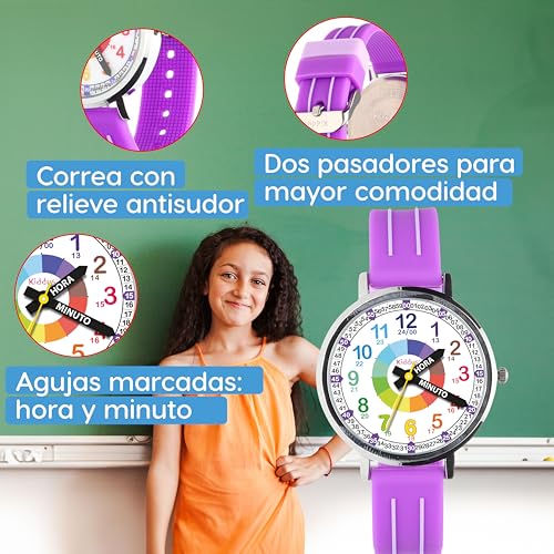Reloj analógico para niños ideal para aprender las horas en el colegio Kiddus 5