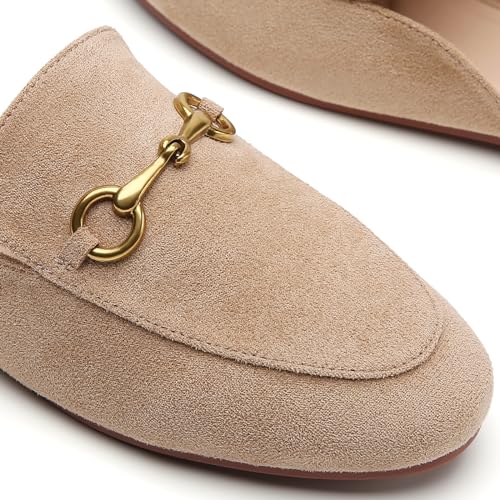 Image of Minorsu Buckle Mules for Women Flats Loafers Shoes for Work Office Business | Slip on,Round Toe,Backless,Slides, Casual