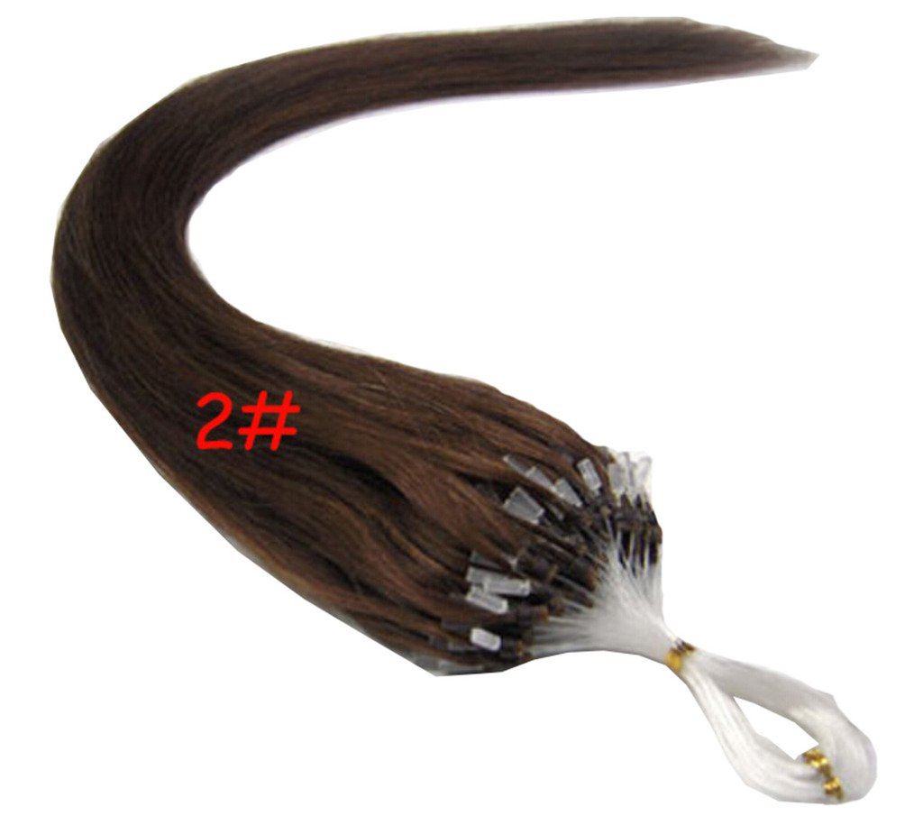 Remeehi Loops Micro Ring Beads Tipped Remy Human Hair Extensions 100S 100G (1g/s) 15 Inches #6 Dark Chocolate Brown
