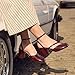 Agodor Split Toe Slingback Heels for Women,Chunky Block High Heels Tabi Pumps Shoes,Comfort Dress Strappy Heeled Sandals Wedding Bridal Party Office Shoes US8 Burgundy