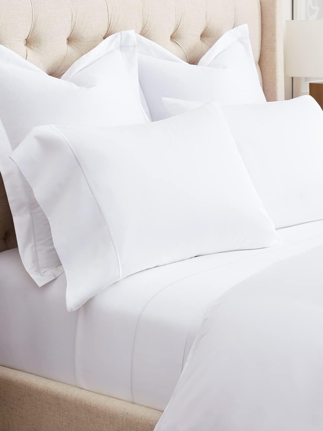 BOLL & BRANCH Signature Embroidered Sheet Set - Twin, White/White - Luxury 100% Organic Cotton - 1 Flat, 1 Fitted, 2 Pillowcases