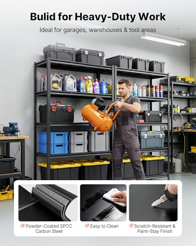 Image of VEVOR Garage Shelving, 5-Tier Adjustable Storage Shelves, 3000 lbs Heavy Duty Garage Shelves, Metal Utility Rack Shelf for Garage Workshop Warehouse Basement, 48.43 inch W x 20.55 inch D x 71.38 inch H