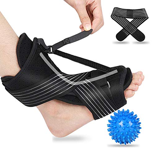 Plantar Fasciitis Splint, Night Splint for Plantar Fasciitis, Adjustable Plantar Fasciitis Splint with Massage Ball and Bandage, 2021 Updated Version