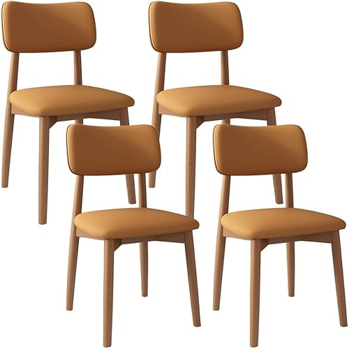 Miniatura 13 de YVYKFZD Solid Wood Dining Chairs, Kitchen Chairs Set with Curved Backrest, Leather Upholstered Dining Room Chair, Armless Living Room Chair, for