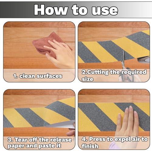 Image of Heavy Duty Anti Slip Grip Tape for Stairs Floor Outdoor /Indoor Waterproof 4 Inch x 16.5Ft Freads Non Slip Friction Tape Adhesive for Skateboards Stairs Ramps Black Yellow