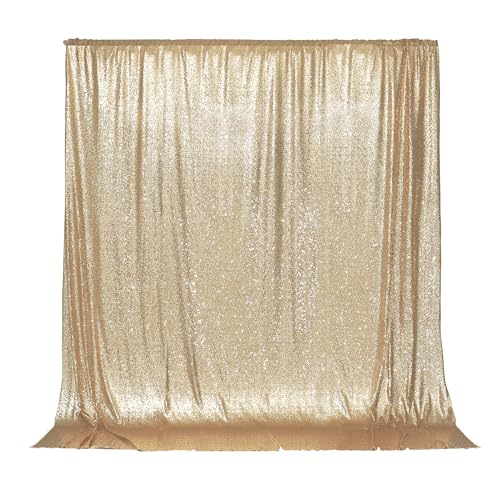 Image of PartyDelight Light Gold Sequin Backdrop 6x6ft 4 Inch Rod Pocket | Dense 3mm sequins on mesh backing with 4 inch rod pocket for full body photos ceremony arches party walls and stage displays