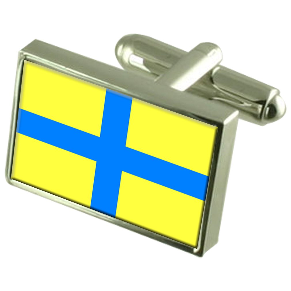 Select Gifts Parma City Italy Sterling Silver Flag Cufflinks Engraved Box