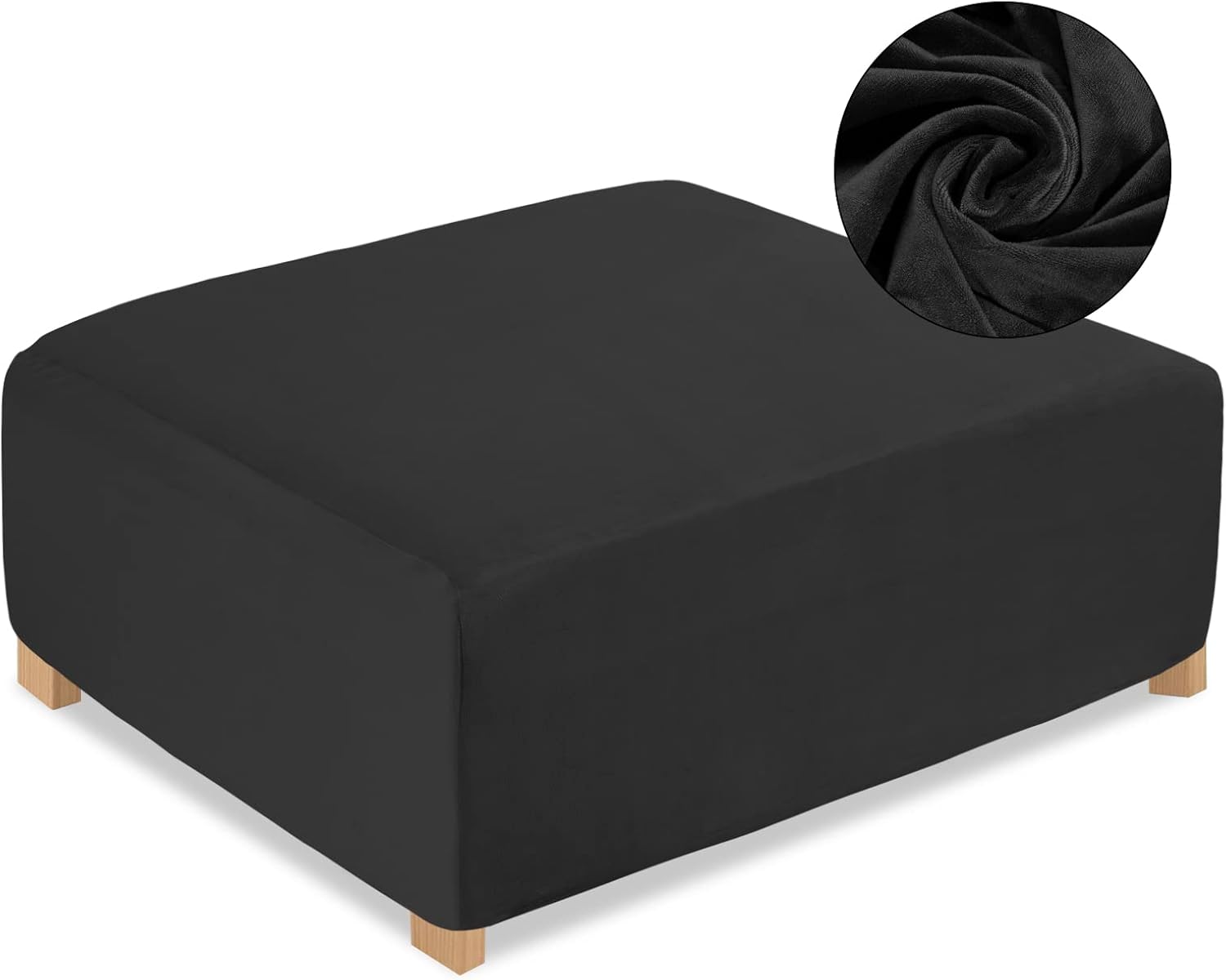 NeColorLife Velvet Ottoman Cover Storage Ottoman Slipcover