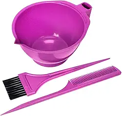 Kit de Tintura para Mechas Luzes e Reflexos com Tigela Pente e Pincel (Pink)