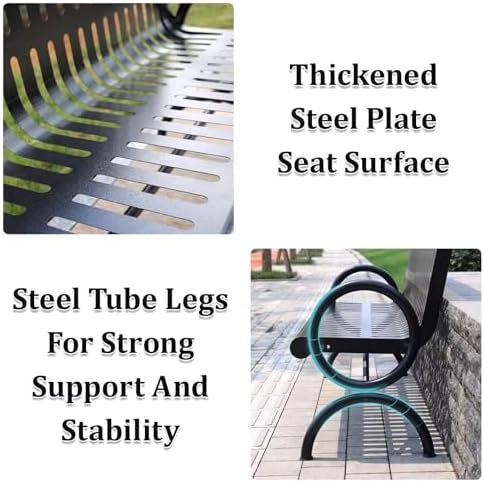 Robust Metal Outdoor Bench with Backrest - Weatherproof Steel Garden Seating for Patio, Porch, Yard & Park - Stylish 150x63x82cm Decor