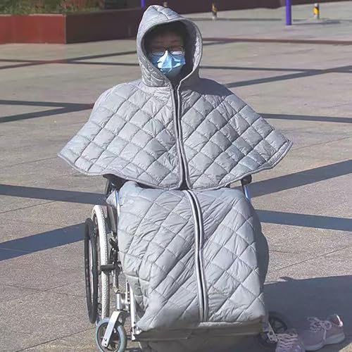 Wheelchair Blanket, Wheelchair Shawl,Windproof Fleece Lined Winter Outdoor Adult Warm Blanket, Lower Body Warm for Elderly, Patients and Disabled(Gray)